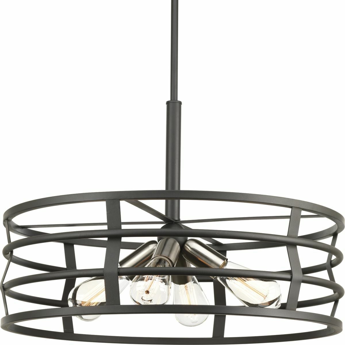 P500012-143 Remix Bohemian/Casual/Farmhouse/Rustic/Traditional/Transitional/Urban Industrial Pendant Fixture, (4) A19 Lamp, 60 W Fixture, 120 V AC, Graphite Painted Housing