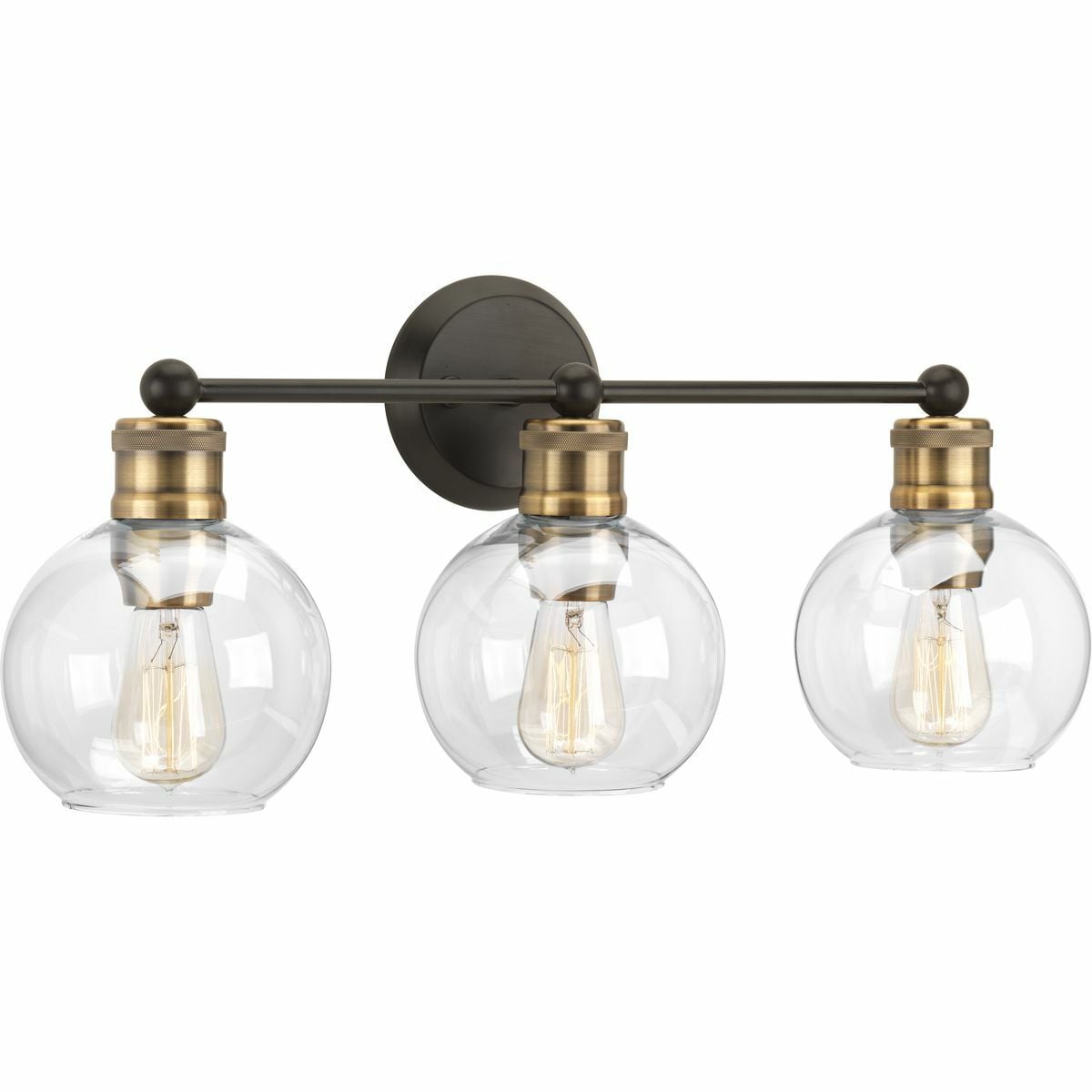 P300051-020 Hansford Traditional Casual Bath Fixture, (3) A19 Lamp, 120 V AC, Antique Bronze Painted Housing