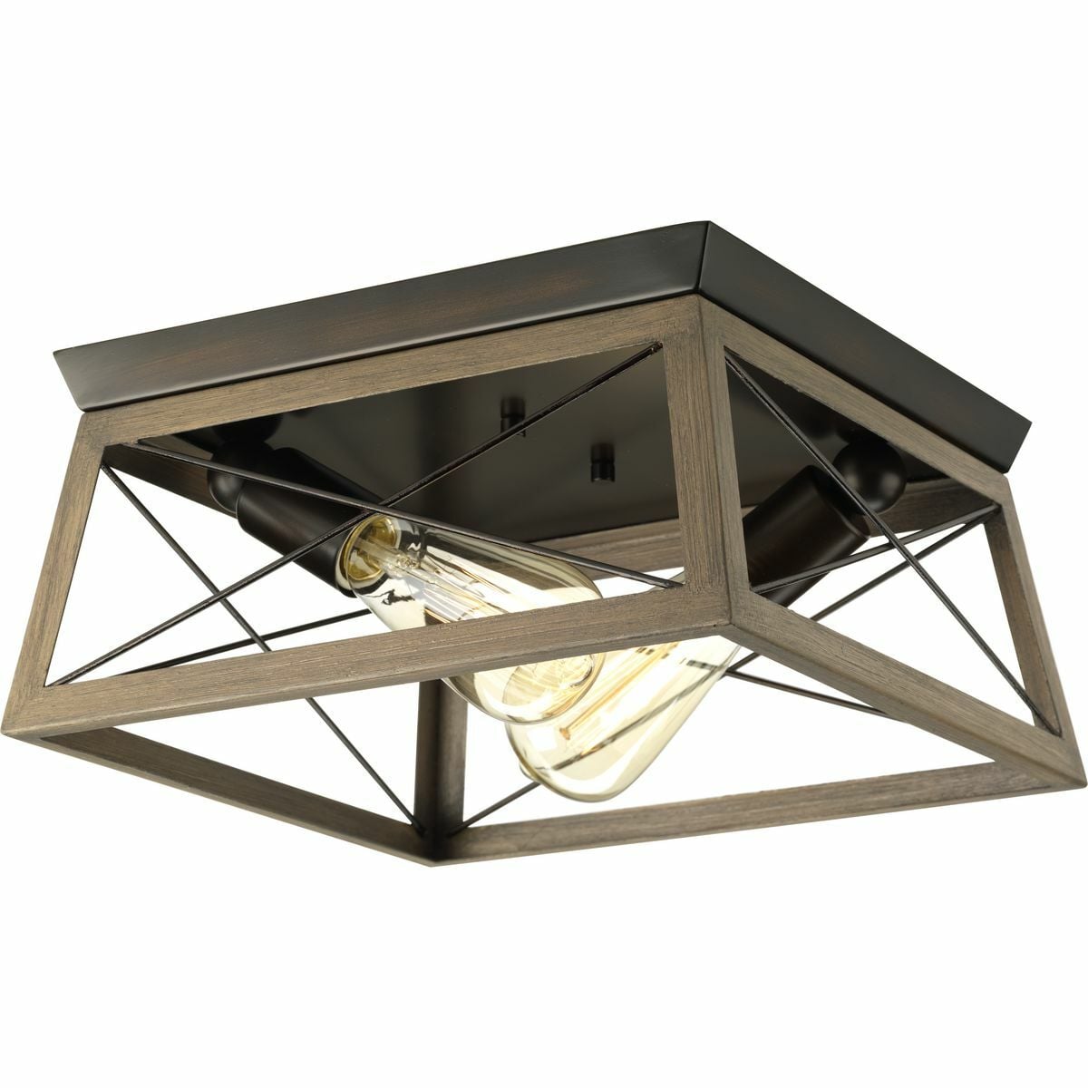 P350039-020 Briarwood/P350039 Close-to-Ceiling Casual/Traditional/Farmhouse/Urban Industrial/Coastal/Transitional Flush Mount Lighting, (2) Lamp, 120 V AC, Antique Bronze Painted Housing