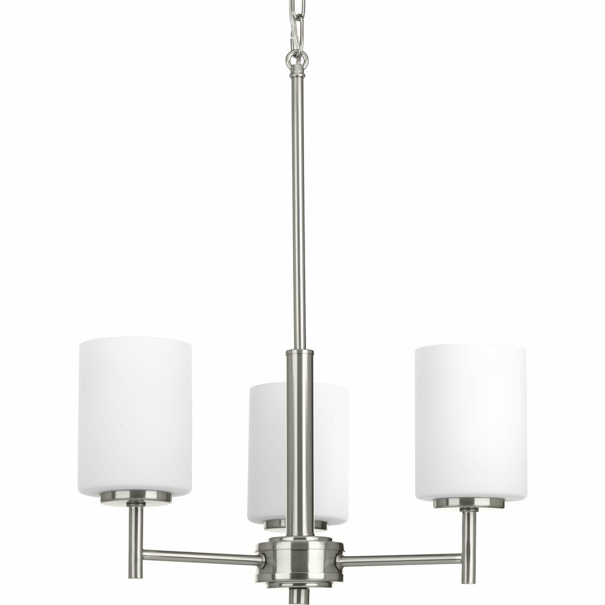 P4318-09 Replay Contemporary/Soft Chandelier, (3) A19 Lamp, 120 V AC, Brushed Nickel Plated Housing