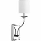 Bonita sconces have a traditional elegance to complement luxurious living with an understated beauty. Crisp metal fittings support a graceful frame and candle topped with a Summer Linen shade. One-Light wall sconce. Polished Chrome finish.