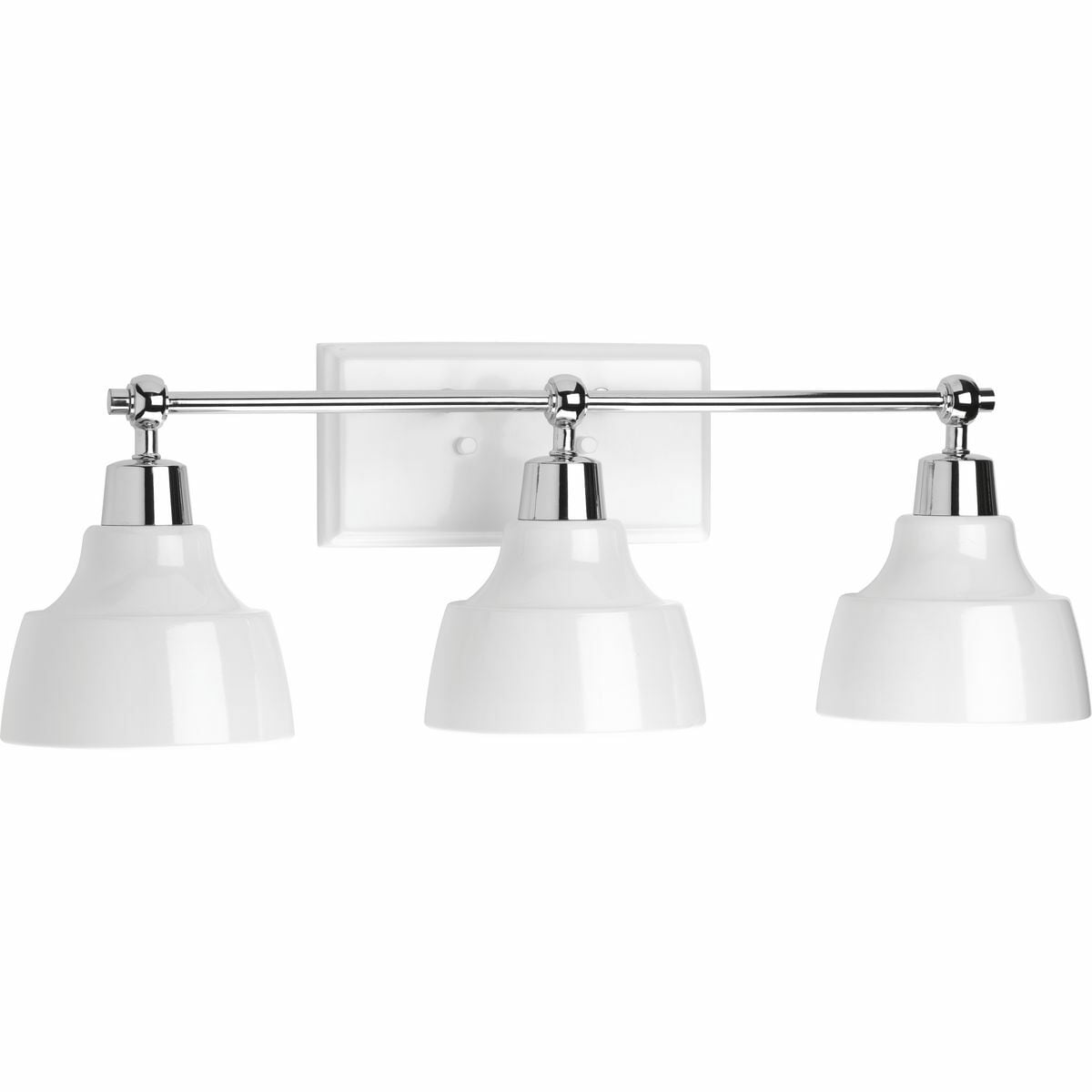 P300041-015 Bramlett Urban Industrial/Coastal/Farmhouse/Transitional/Casual/Traditional/Mid-Century Modern Bath Fixture, (3) A19 Lamp, 120 V AC, Polished Chrome Housing