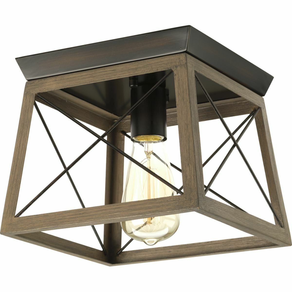 P350022-020 Briarwood/P350022 Close to Ceiling Casual Traditional Flush Mount Lighting, (1) Lamp, 120 V AC, Antique Bronze Painted Housing