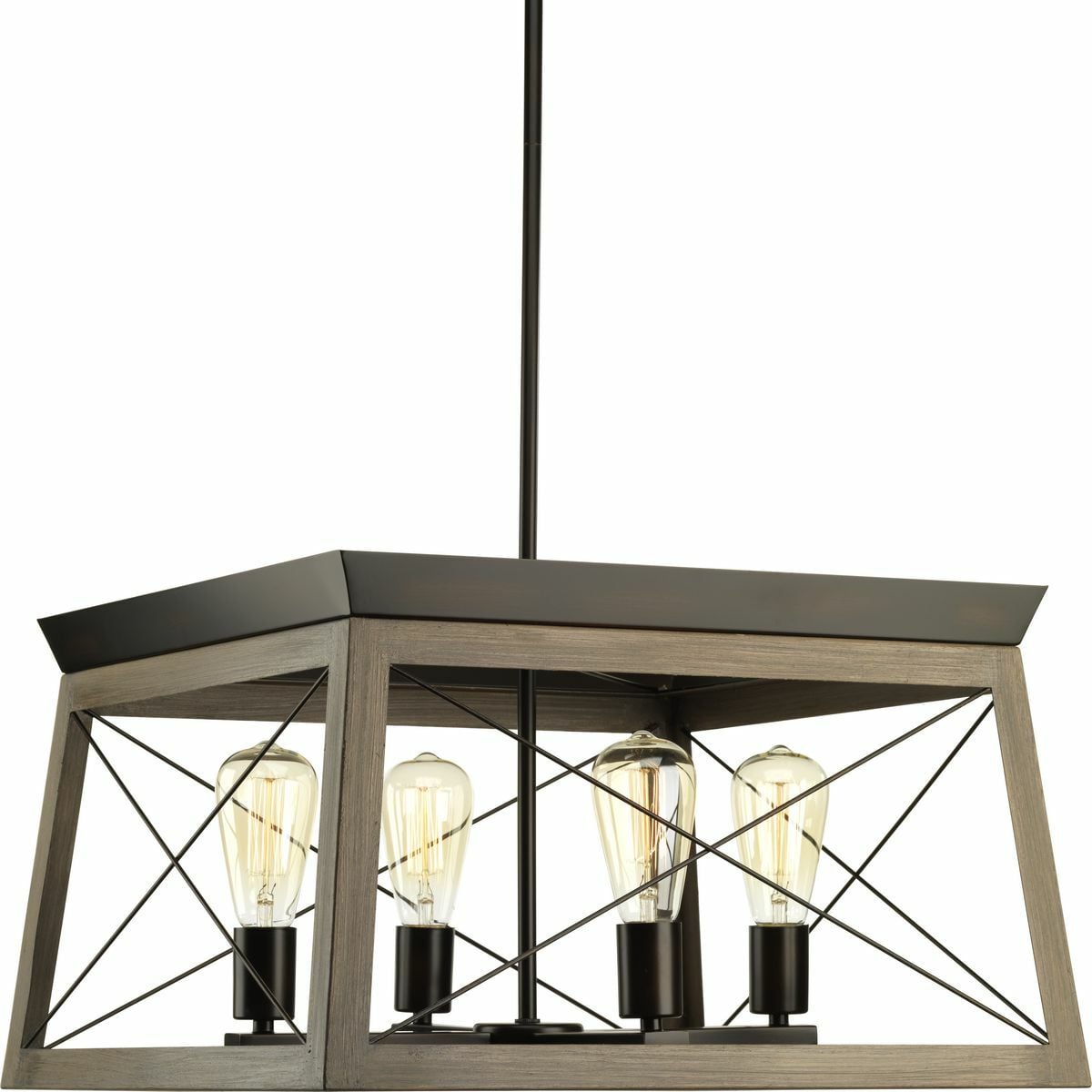 P400047-020 Briarwood Farmhouse/Urban Industrial/Coastal/Transitional Chandelier, (4) A19 Lamp, 120 V AC, Antique Bronze/Painted Housing