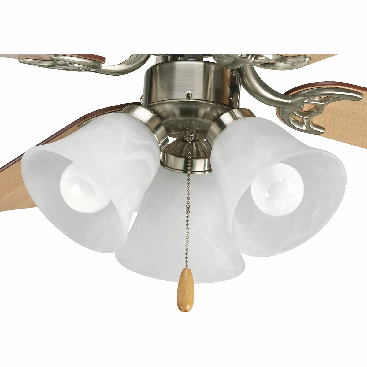 P2600-09WB Pre-Wired Ceiling Fan Light Kit, (3) LED Lamp, 120 V AC, Brushed Nickel Plated Housing