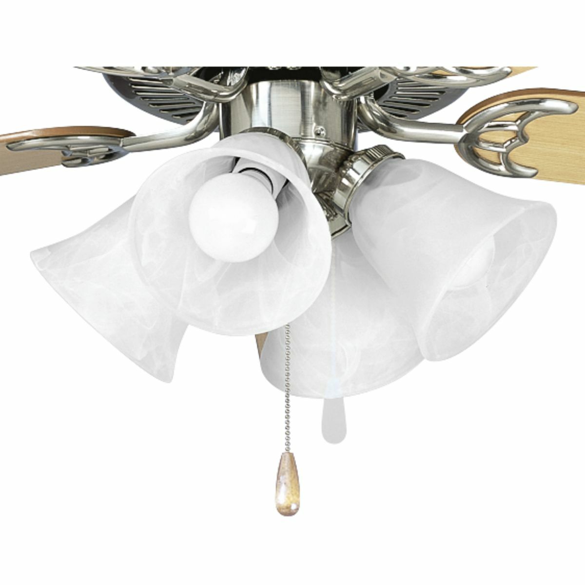 P2610-09WB Pre-Wired Ceiling Fan Light Kit, (4) LED Lamp, 120 V AC, Brushed Nickel Plated Housing