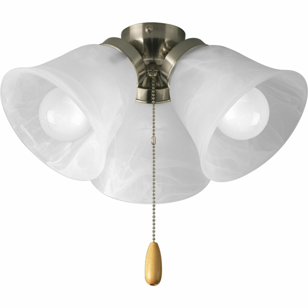 P2642-09WB Pre-Wired Transitional Ceiling Fan Light Kit, (3) LED Lamp, 120 V AC, Brushed Nickel Plated Housing
