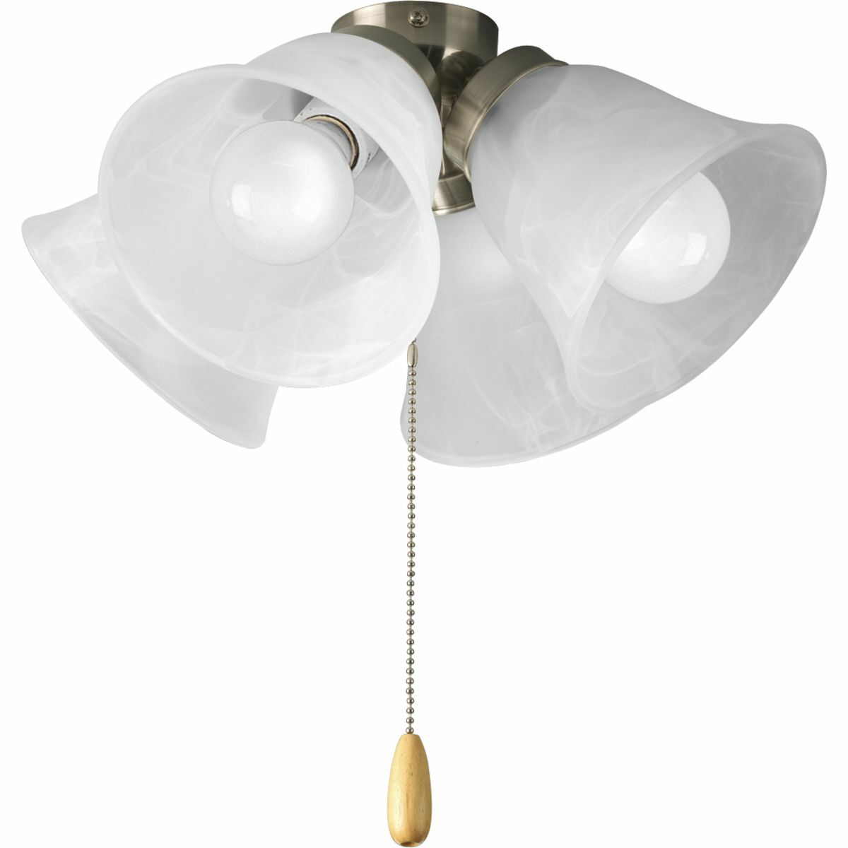 P2643-09WB Pre-Wired Ceiling Fan Light Kit, (4) LED Lamp, 120 V AC, Brushed Nickel Plated Housing