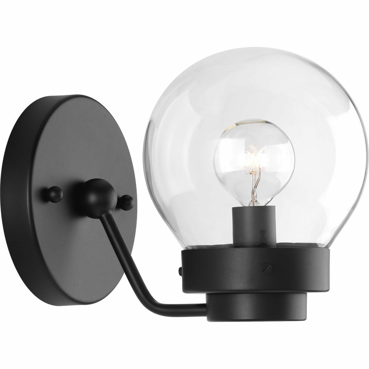 P300112-031 Spatial Bohemian/Industrial Bath Fixture, (1) B10 Lamp, 120 V AC, Black Painted Housing