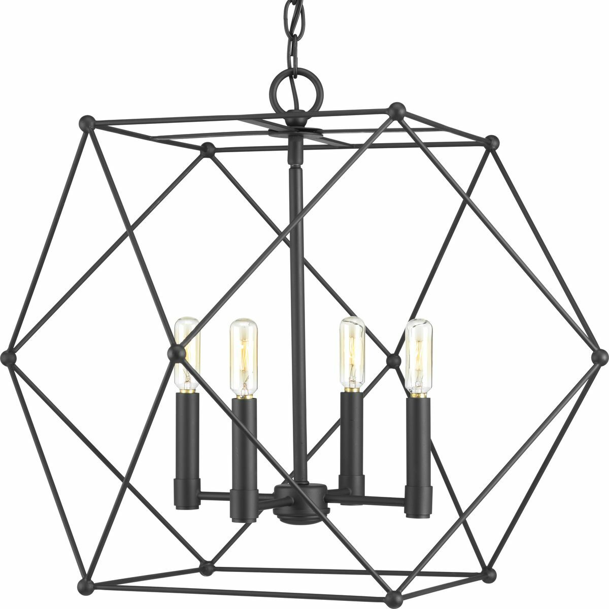 P500083-031 Spatial Pendant Fixture, (4) B10 Lamp, 120 V AC, Black Painted Housing