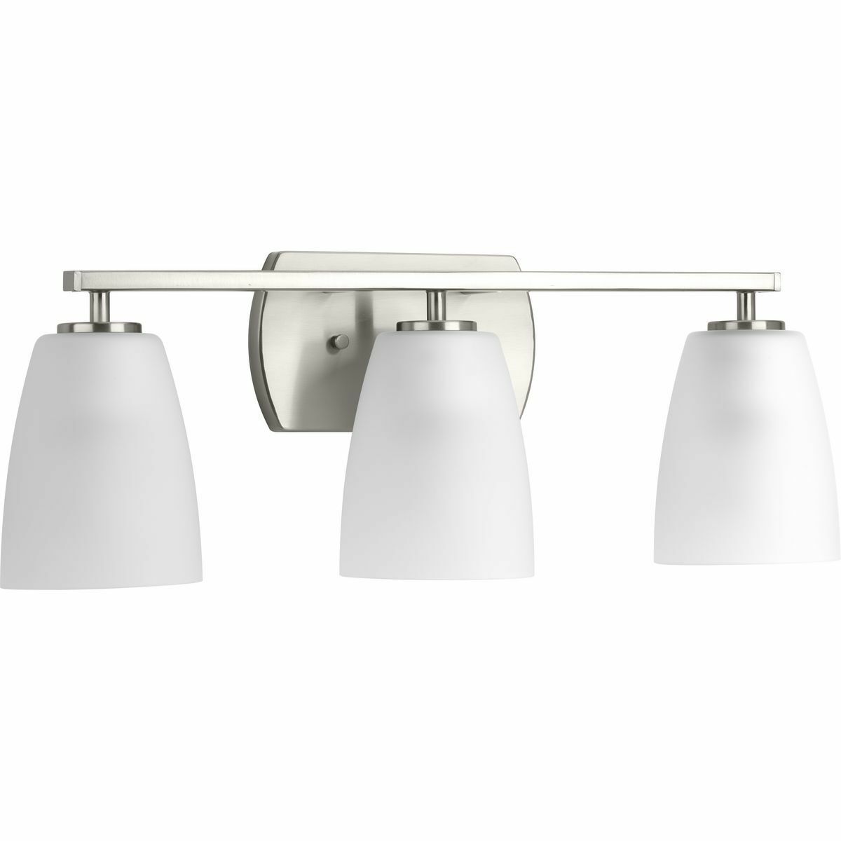 P300133-009 Leap Coastal/Modern Bath Fixture, (3) A19 Lamp, 120 V AC, Brushed Nickel Plated Housing