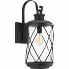 Hollingsworth large wall lantern features a crisscross design that surrounds clear seeded glass, emulating popular farmhouse decor. Ideal for a variety of transitional exteriors when paired with either vintage or traditional bulbs. Includes wall, hanging and post options.