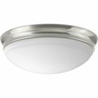The 11 inch LED Flush mount offers traditional form factor for ambient illumination. The etched glass dominates the design with its distinctive and sculptural bowl. The elegant glass is paired with a metallic frame in a Brushed Nickel finish.