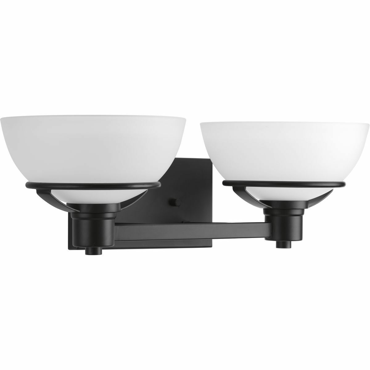 P300033-031 Domain Industrial/Mid-Century Modern/Modern Bath Fixture, (2) A19 Lamp, 120 VAC, Black Painted Housing