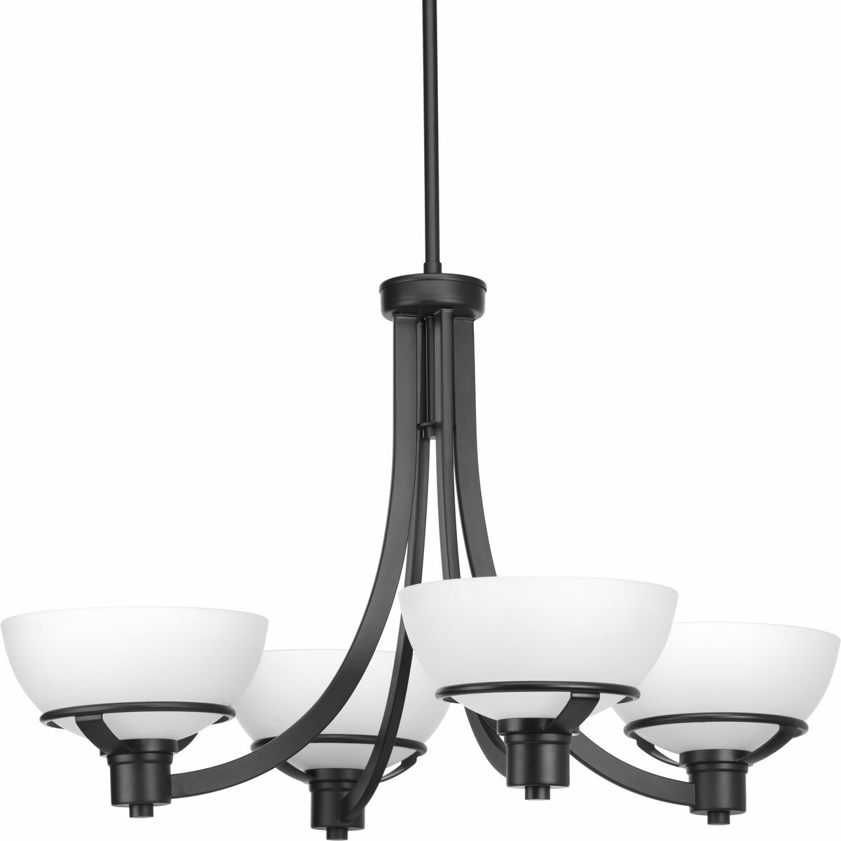 P400035-031 Domain Modern Chandelier, (4) A19 Lamp, 120 VAC, Black Painted Housing