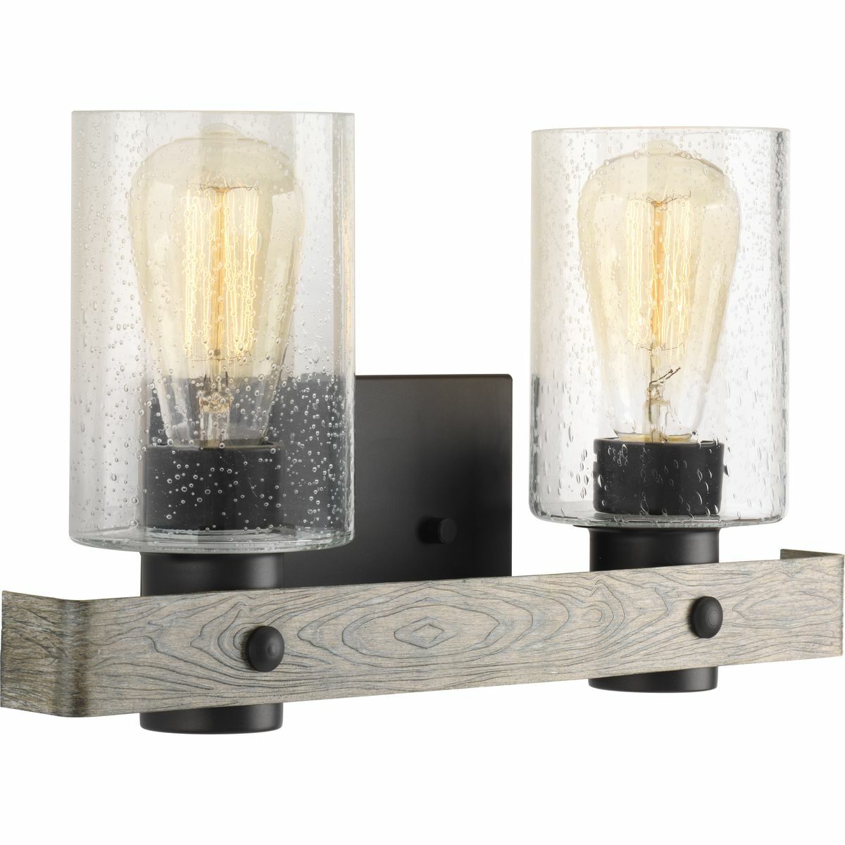 P300124-143 Gulliver Coastal/Farmhouse/Rustic Bath Fixture, (2) A19 Lamp, 120 V AC, Graphite Painted Housing