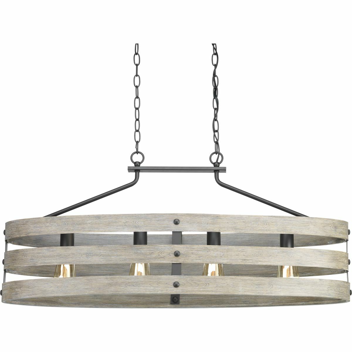 P400097-143 Gulliver Coastal/Farmhouse/Rustic/Urban Industrial Chandelier, (4) A19 Lamp, 120 V AC, Graphite Painted Housing