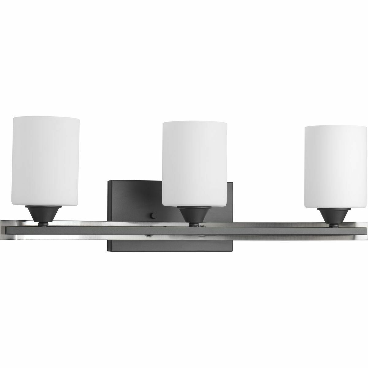 P300146-143 Dart Urban Industrial/Mid-Century Modern/Modern Bath Fixture, (3) A19 Lamp, 120 V AC, Graphite Painted Housing