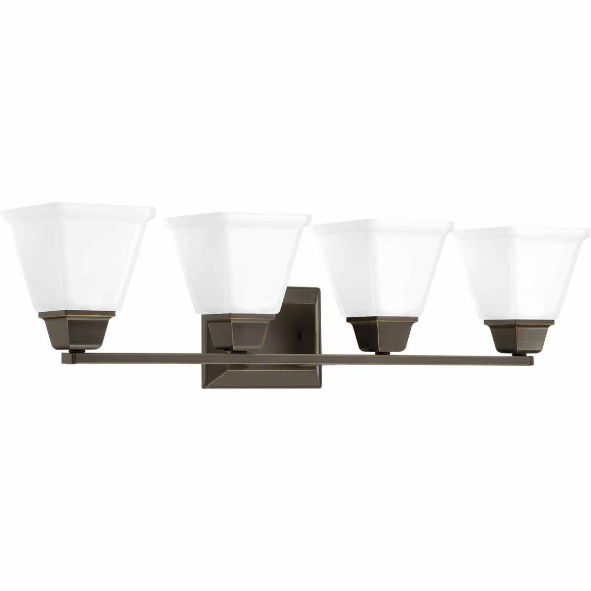 P300161-020 Clifton Heights Craftsman Bath Fixture, (4) A19 Lamp, 120 V AC, Antique Bronze Painted Housing