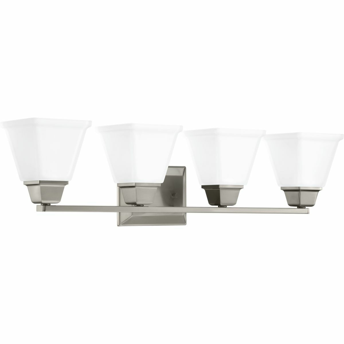P300161-009 Clifton Heights Craftsman Bath Fixture, (4) A19 Lamp, 120 V AC, Brushed Nickel Plated Housing