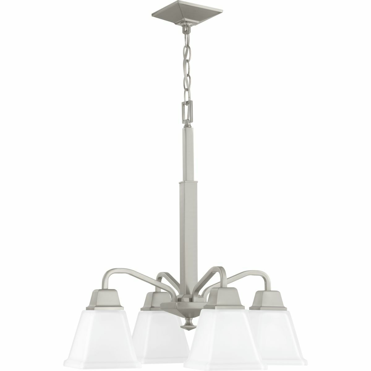 P400118-009 Clifton Heights Craftsman Chandelier, (4) A19 Lamp, 120 V AC, Brushed Nickel Plated Housing