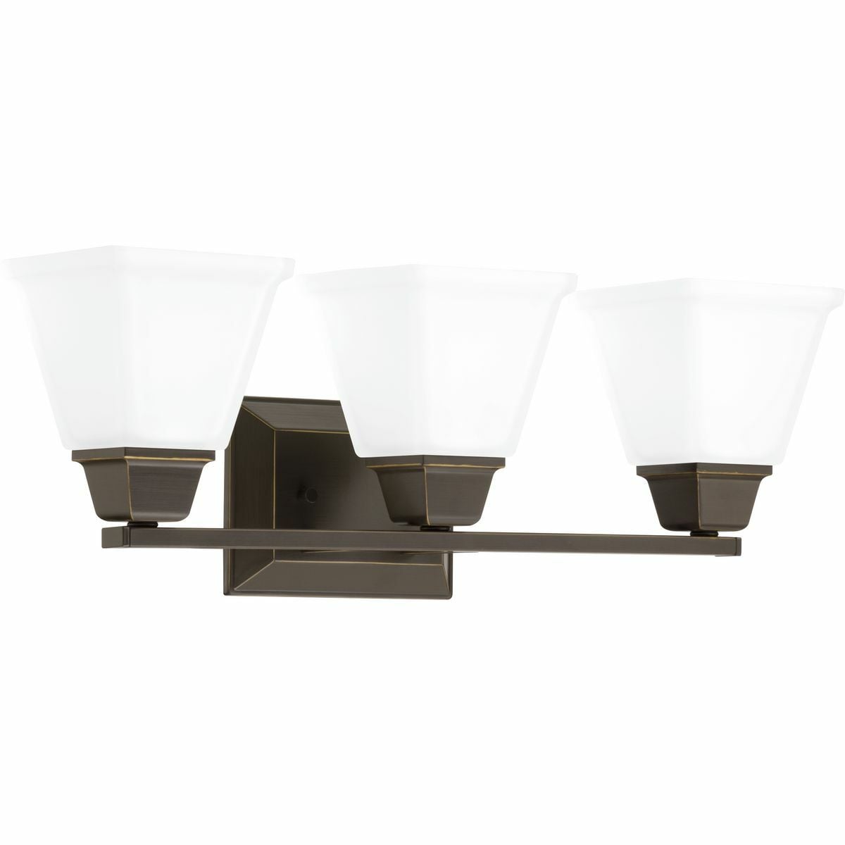 P300160-020 Clifton Heights Craftsman Bath Fixture, (3) A19 Lamp, 120 V AC, Antique Bronze Painted Housing