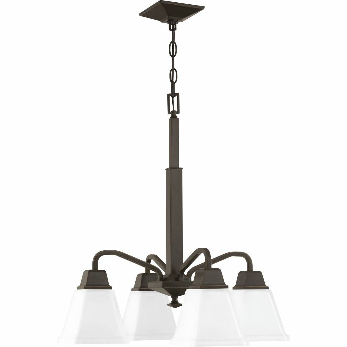 P400118-020 Clifton Heights Craftsman Chandelier, (4) A19 Lamp, 120 V AC, Antique Bronze Painted Housing