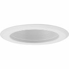 5 inch recessed is ideal for new construction residential applications. It can also be used in most light commercial applications. The white step baffle trim use a friction springs to attach to the housing (P851-ICAT) to provide a flush fit against the ceiling.