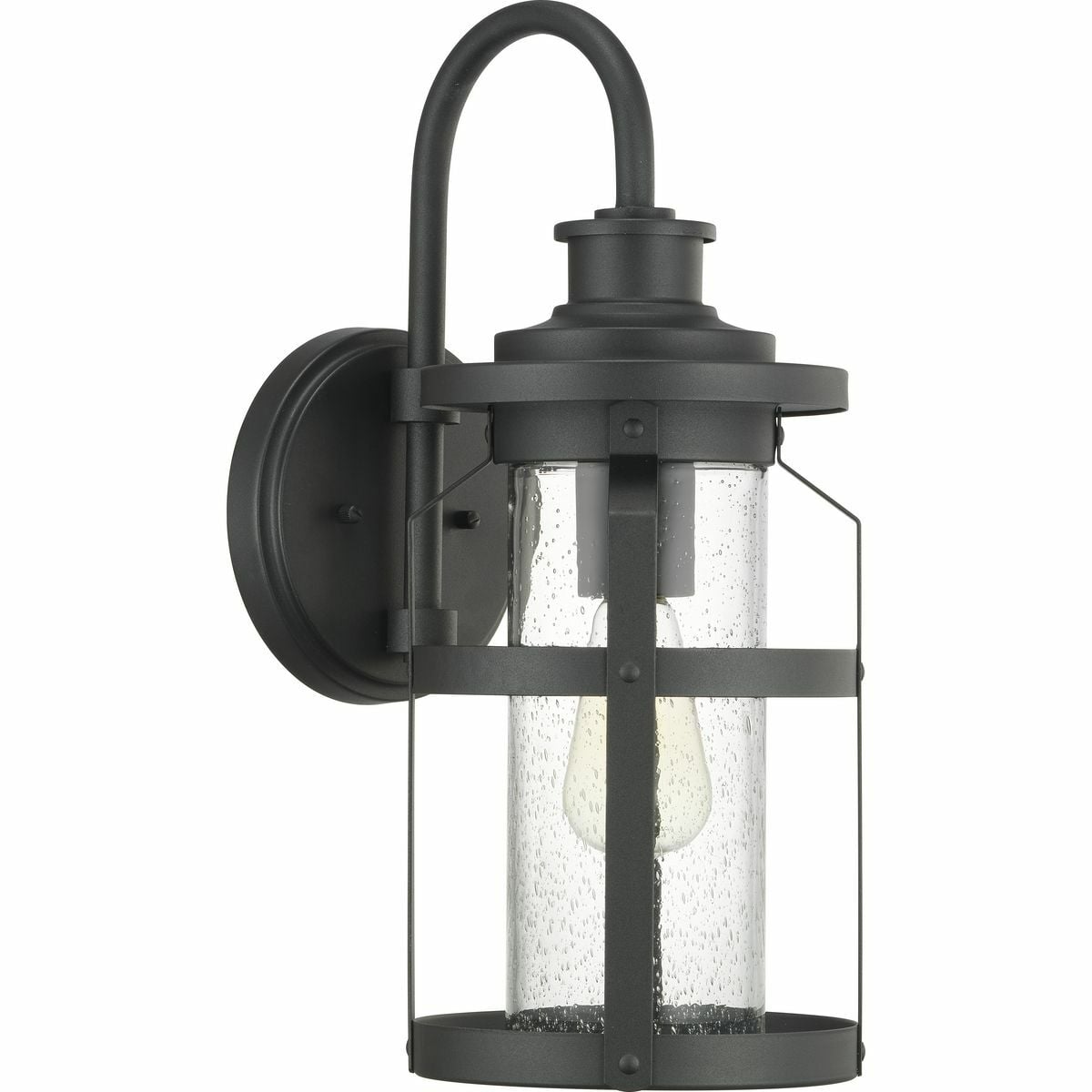 P560095-031 Haslett Farmhouse Medium Rustic Wall Lantern, (1) A19 Lamp, 120 V, Black Housing