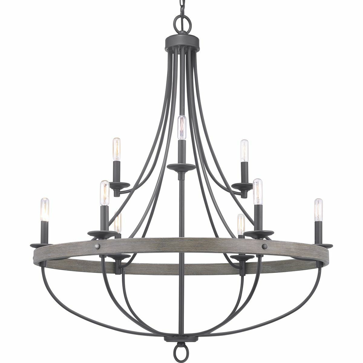 P400159-143 Gulliver Coastal Farmhouse Chandelier, (9) Lamp, 120 V, Graphite Housing