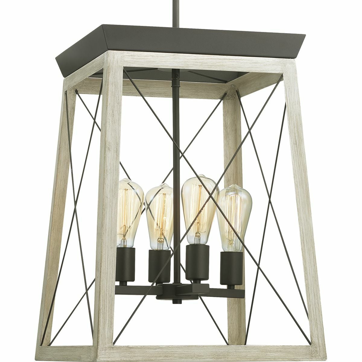P500178-143 Briarwood Coastal Farmhouse Rustic Foyer Lighting, (4) Incandescent Lamp, 120 V, Graphite Housing