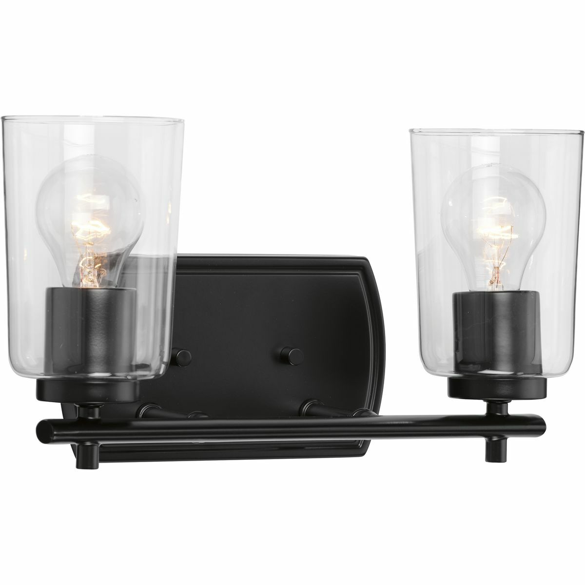 P300155-031 Adley New Traditional Transitional Bath and Vanity Fixture, (2) A19 Lamp, 120 V, Matte Black Painted Housing