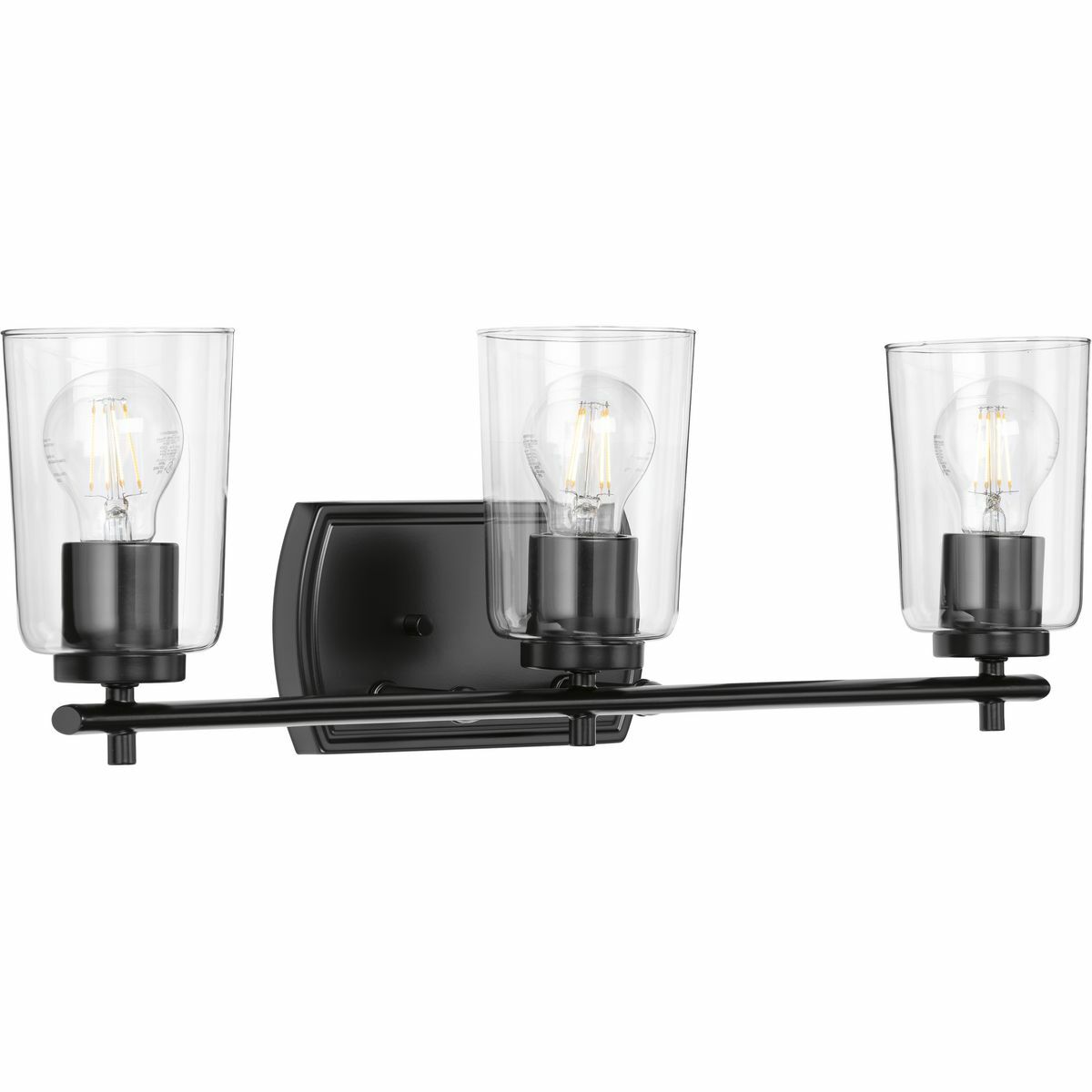 P300156-031 Adley New Traditional Transitional Bath and Vanity Fixture, (3) A19 Lamp, 120 V, Matte Black Painted Housing
