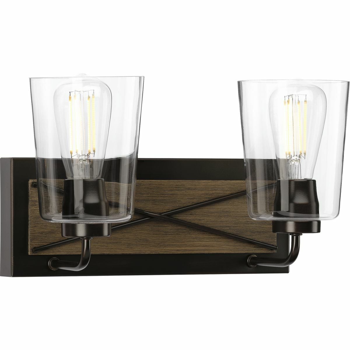 P300230-020 Briarwood Farmhouse Rustic Bath and Vanity Fixture, (2) A19 Lamp, 120 V, Antique Bronze Painted Housing
