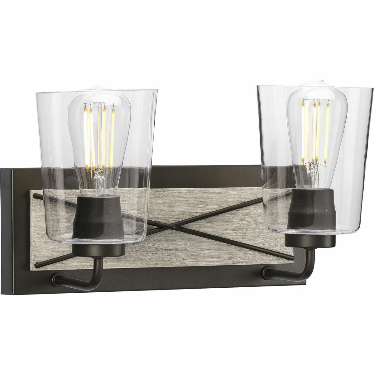 P300230-143 Briarwood Farmhouse Rustic Bath and Vanity Fixture, (2) A19 Lamp, 120 V, Graphite Painted Housing