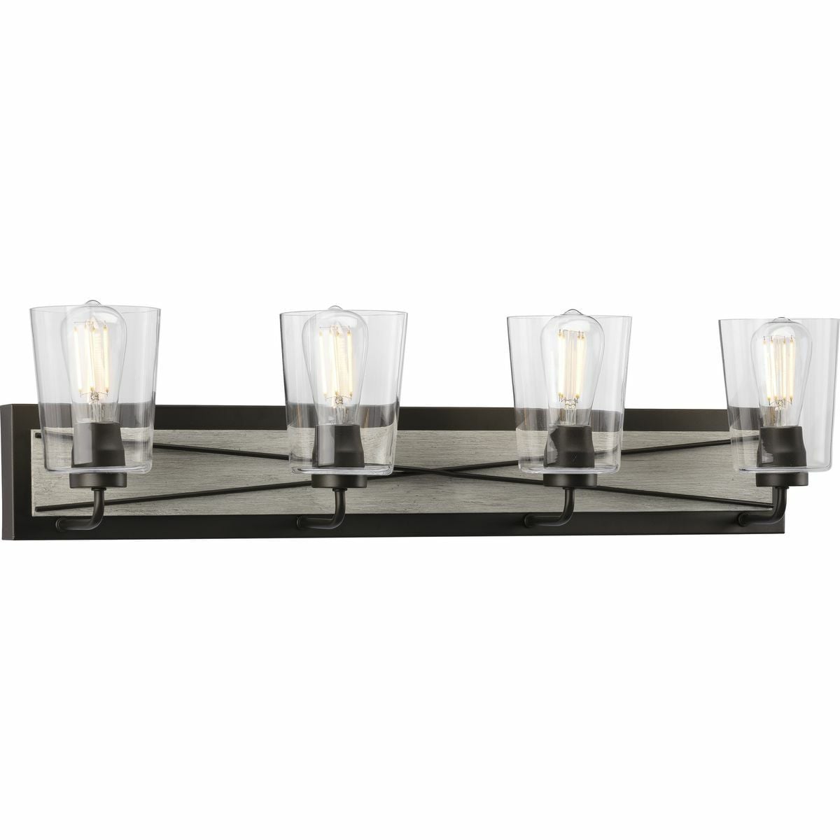 P300232-143 Briarwood Farmhouse Rustic Bath and Vanity Fixture, (4) A19 Lamp, 120 V, Graphite Painted Housing