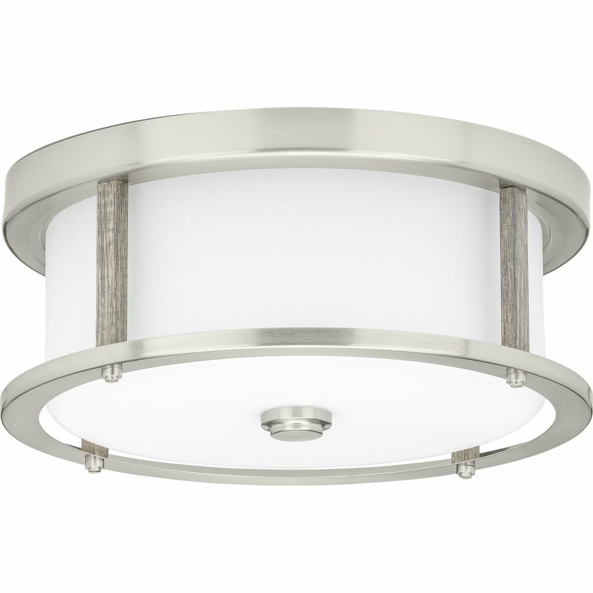 P350144-009 Mast Coastal Heavy Duty Modern Farmhouse Flush Mount Light, (2) A19 Lamp, 120 V, Brushed Nickel Plated Housing