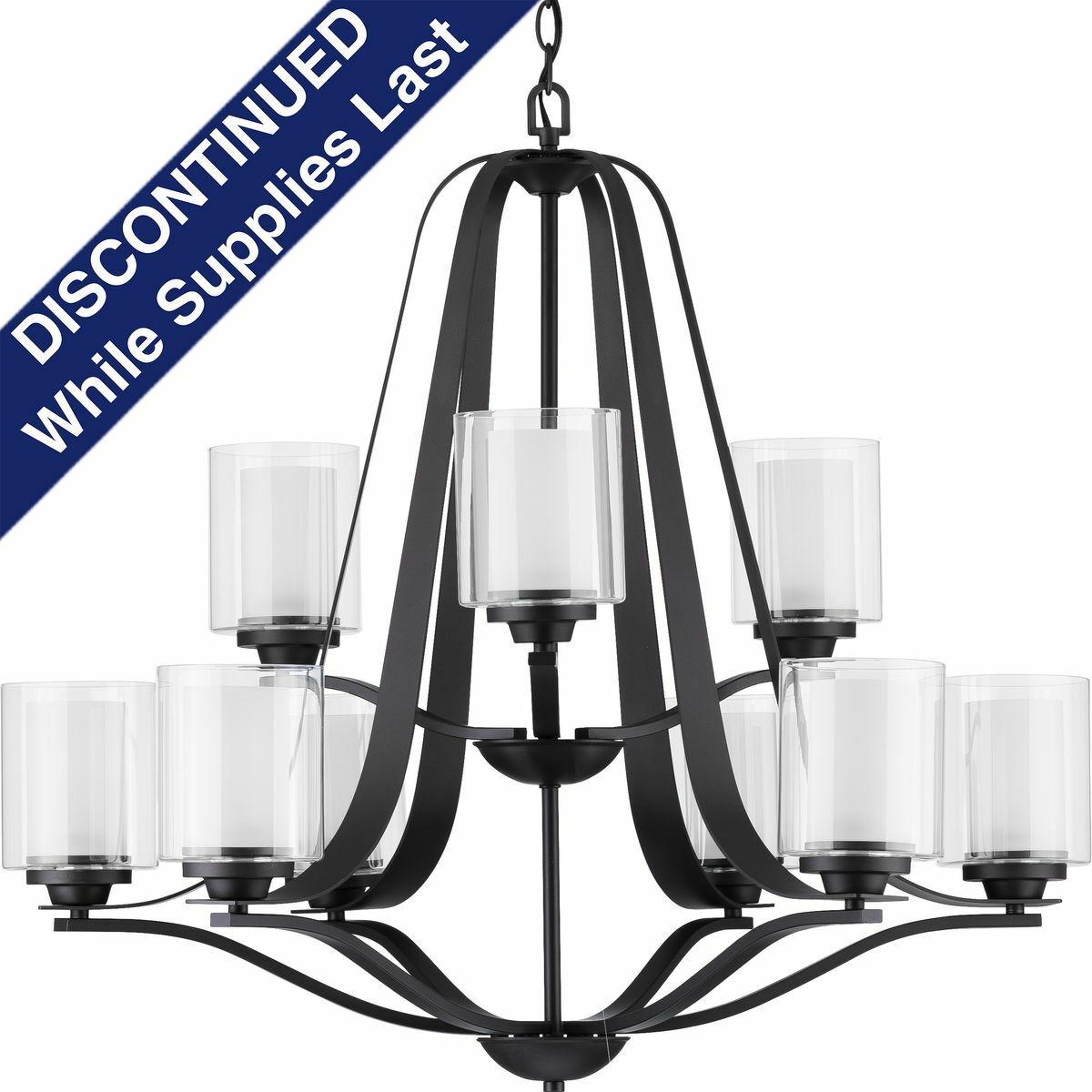 P400096-143 Kene Chandelier Light, (9) A19 Lamp, 120 V, Graphite Housing