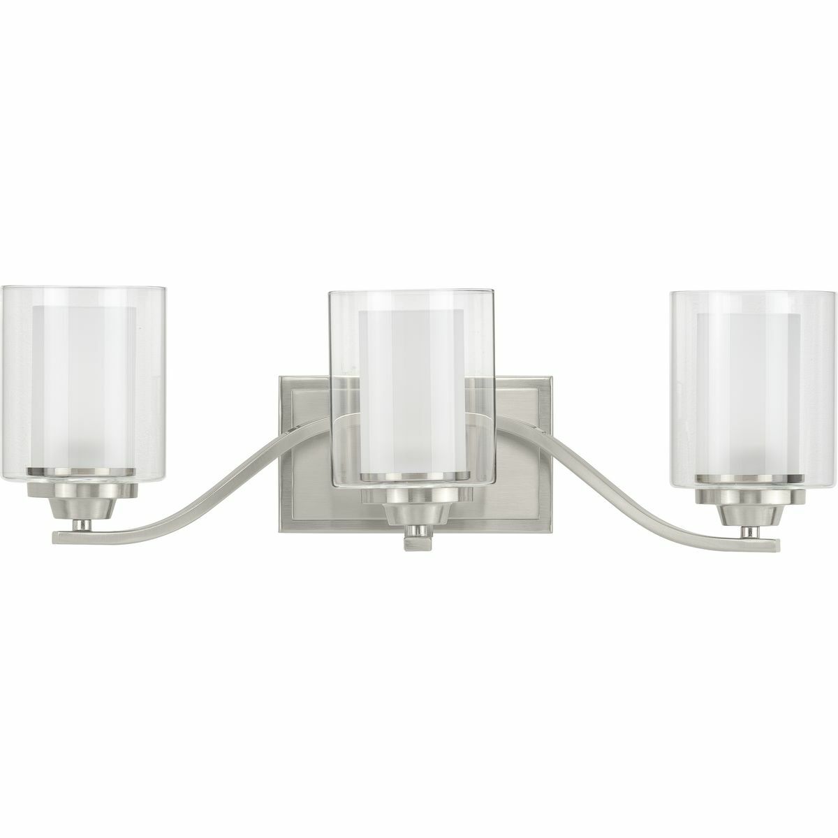 P300122-009 Kene Bath Vanity Light Fixture, (3) A19 Lamp, 120 V, Brushed Nickel Housing