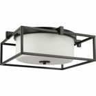 Stick with simple geometric forms and clean crisp lines with this modern flush mount. A beautiful opal glass shade visually calms the sharp edges of the boxy frame in a masterful stroke of design excellence. The frame is coated in a classic black finish that contrasts the light shade. The light fixture is just right for spaces in need of a subtle, feminine touch.