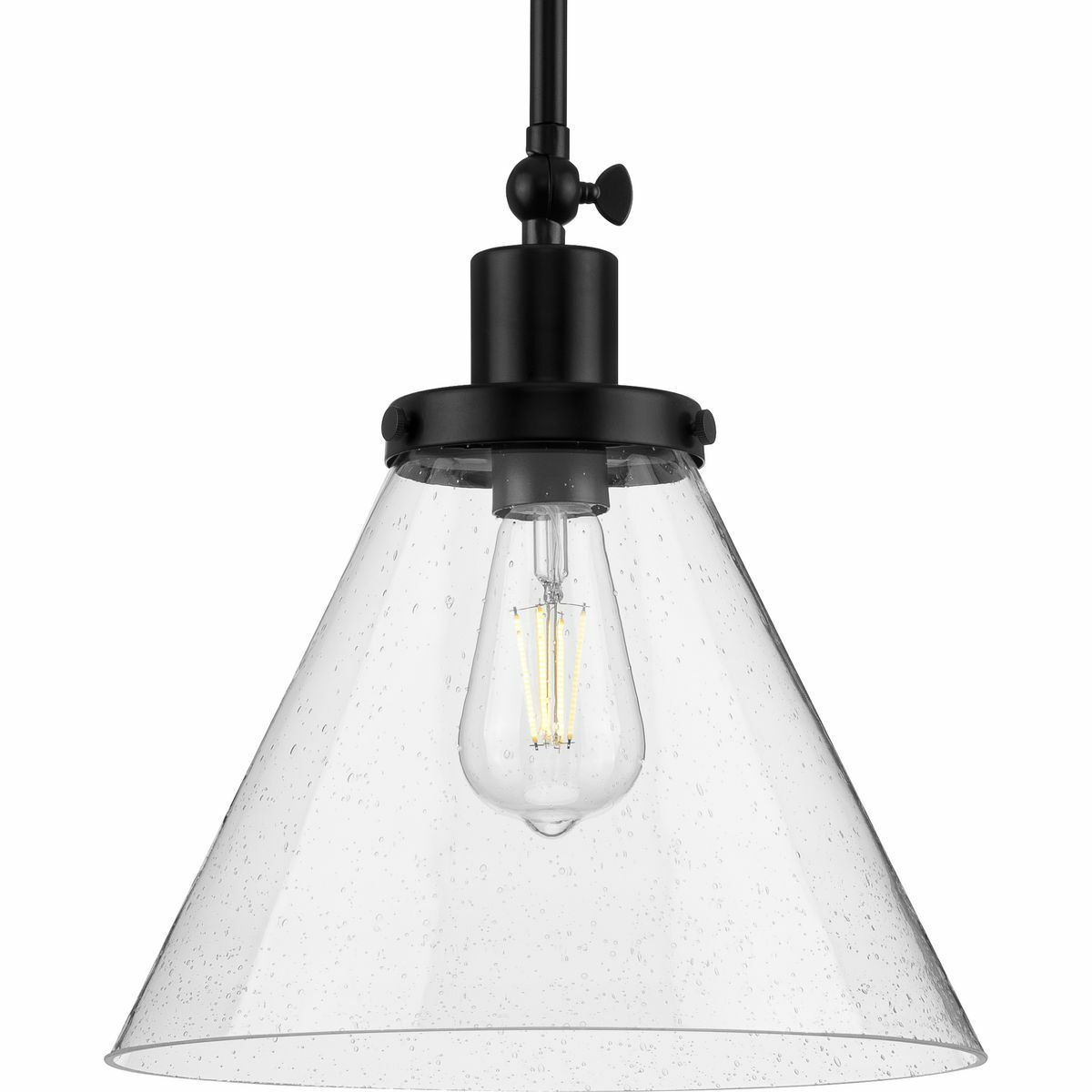 P500324-031 Hinton Hanging Pendant Light, (1) A19 Lamp, 120 V, Matte Black Housing