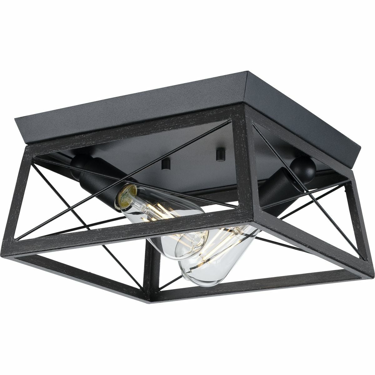 P350039-031 Briarwood Flush Mount Ceiling Light, (2) A19 Lamp, 120 V, Textured Black Housing