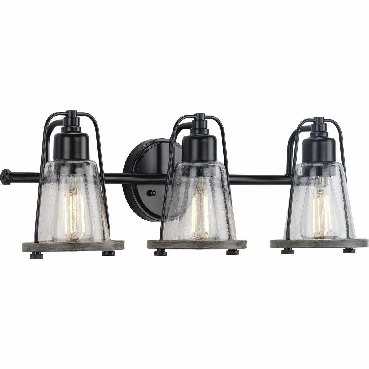 P300297-031 Conway Bath Vanity Light Fixture, (3) A19 Lamp, 120 V, Matte Black Housing