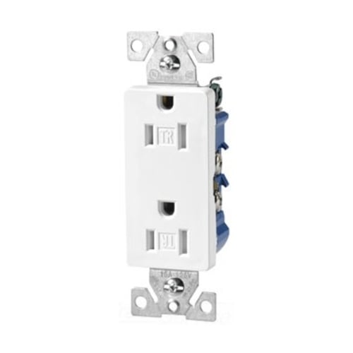 Eaton residential grade decorator duplex receptacle, #14-10 AWG, 15A, Commercial, Residential, Flush, 125V, Side and push, Brown, Brass, Impact-resistant thermoplastic face, PVC body, 5-15R, Duplex, Screw, Thermoplastic, ED Box