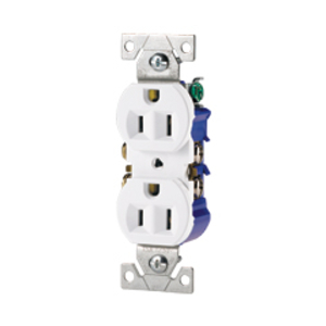 270V Straight Blade Duplex Receptacle, 125 VAC, 15 A, 2 Poles, 3 Wires, Ivory