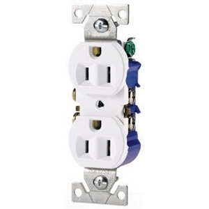 Eaton residential grade duplex receptacle, #14-10 AWG, 15A, Commercial, Residential, Flush, 125V, Side and push, Brown, Brass, Impact-resistant thermoplastic, 5-15R, Duplex, Screw, Thermoplastic, Core pack, Auto grounding