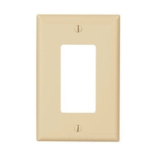 Eaton Decorator / GFCI wallplate, Ivory, Decorator Cutout, Polycarbonate, Single- gang, Mid-size