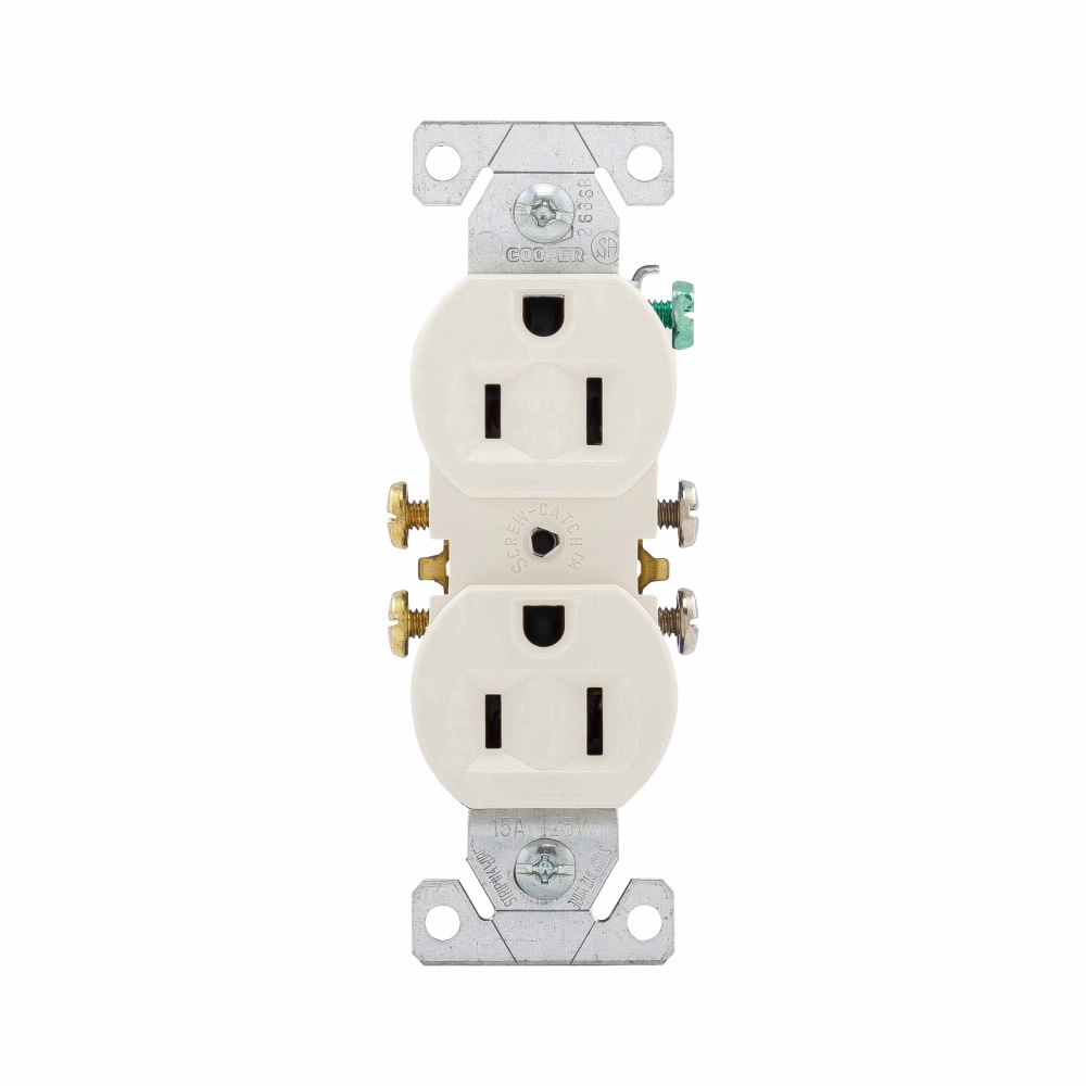 270LA Straight Blade Duplex Receptacle, 125 VAC, 15 A, 2 Poles, 3 Wires, Light Almond