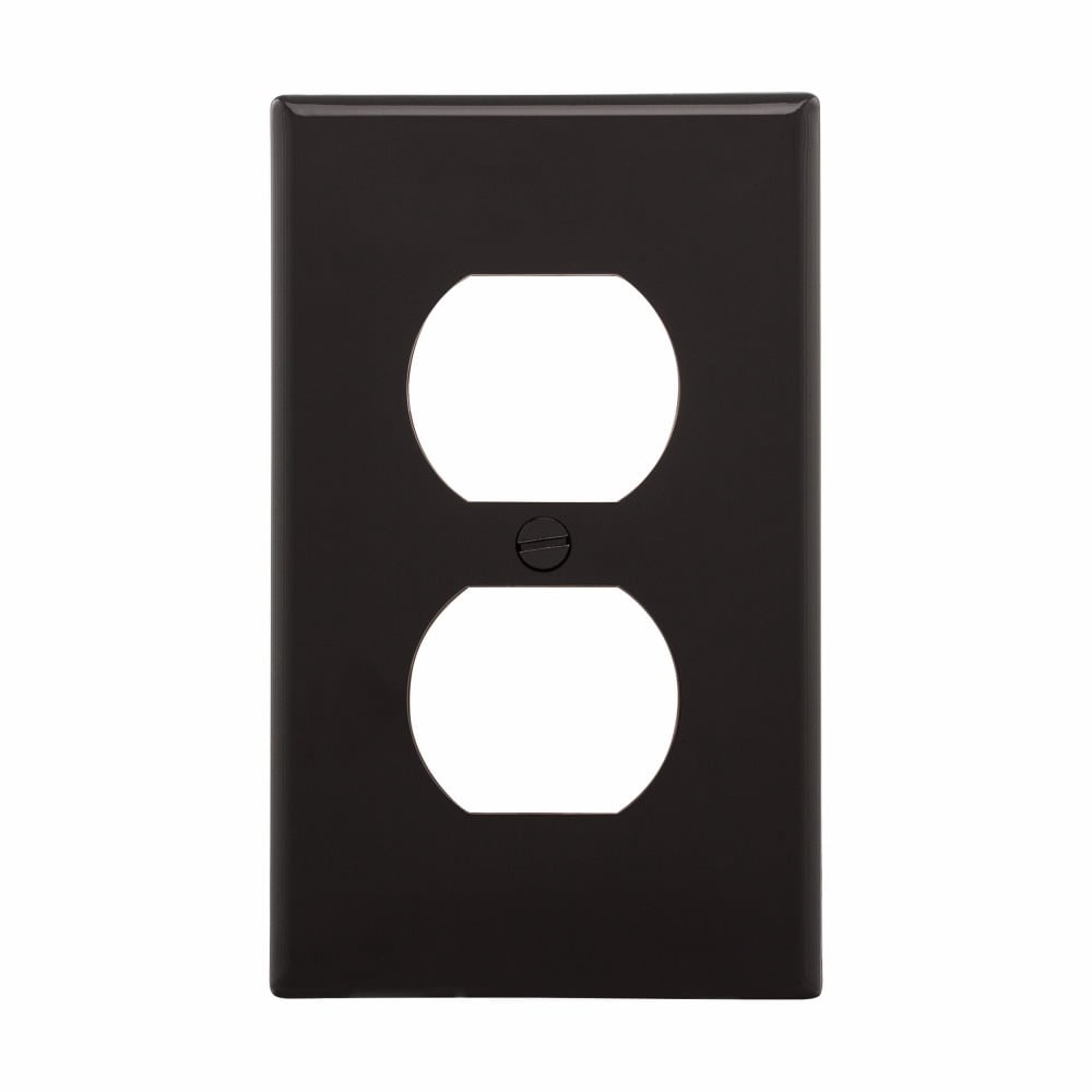 Eaton Duplex receptacle wallplate, Black, Duplex receptacle Cutout, Nylon, Single- gang, Standard