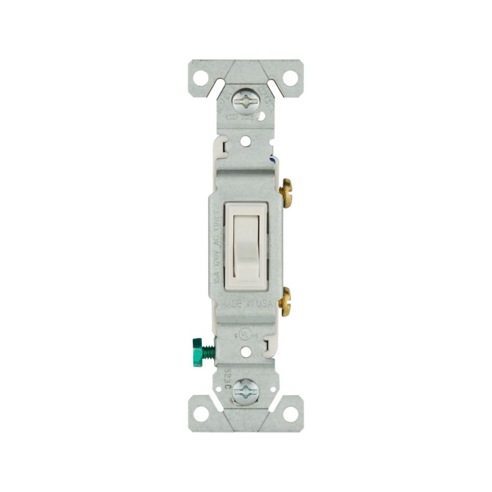 1301-7W Arrow Hart Grounding Standard/Specification Grade Toggle Switch, 120 V, 15 A, 1/2 hp Power Rating